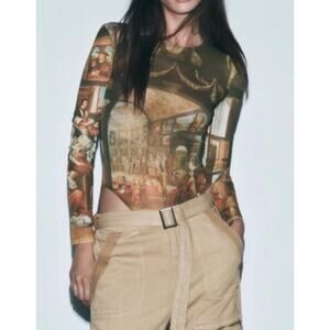 Zara Studio Of Apelles Willem Van Haecht Bodysuit Mesh Top Bloggers Favorite